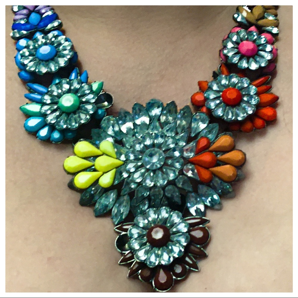(3/$30) Anthropology •Mexican floral embellished statement necklace